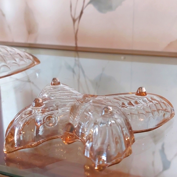 Clearance! Vintage 50's - 60's Jeanette glass set of 2 butterfly trinket dishes - Picture 4 of 7